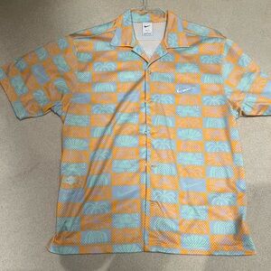 Nike Vibrant Orange and Blue Casual Button Down Shirt